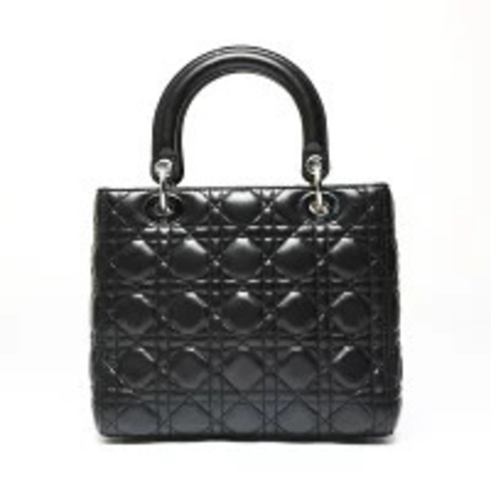 Dior Handbag Lady Lambskin Christian  Black